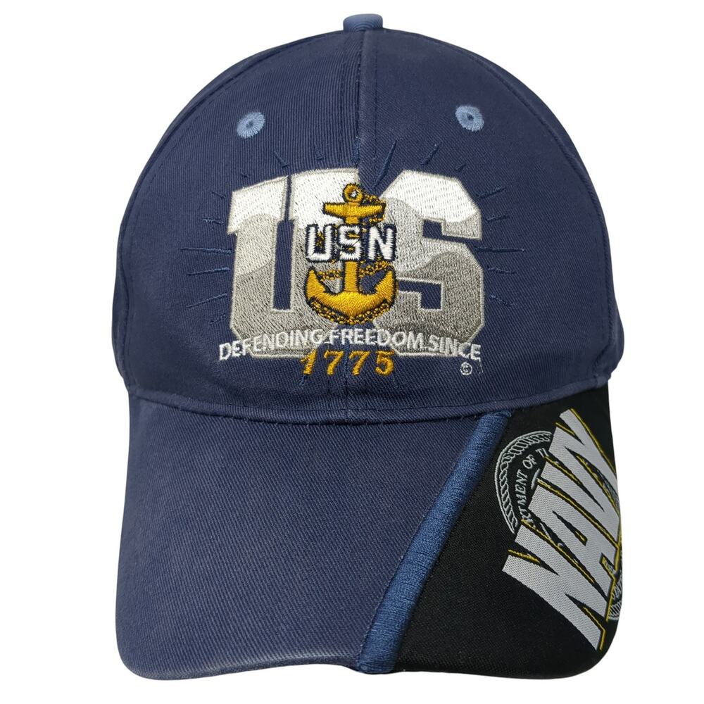 United States Navy Strapback Baseball Cap Blue One Size Embroidered 6 Panel JWM